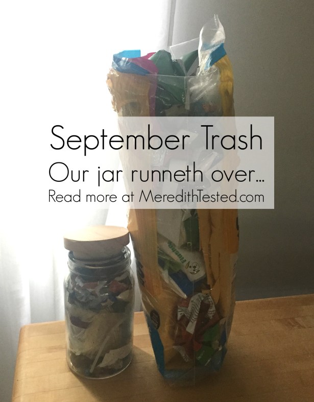 zero waste challenge family of three monthly trash photo