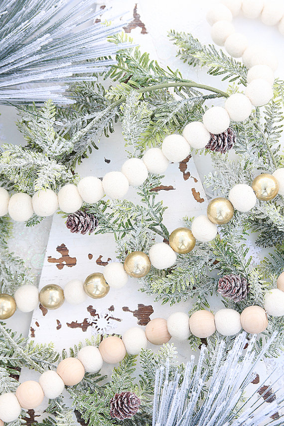 wood and felt christmas garland